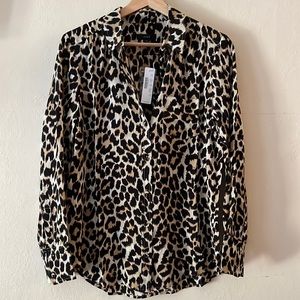 J.Crew button up leopard silk shirt